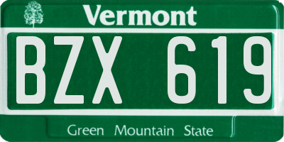 VT license plate BZX619