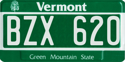 VT license plate BZX620