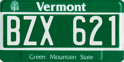 VT license plate BZX621
