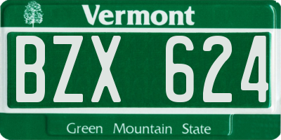 VT license plate BZX624