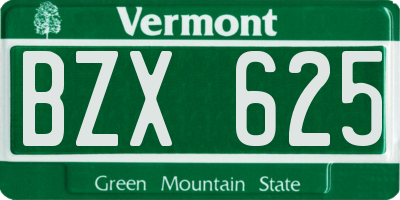 VT license plate BZX625