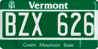 VT license plate BZX626