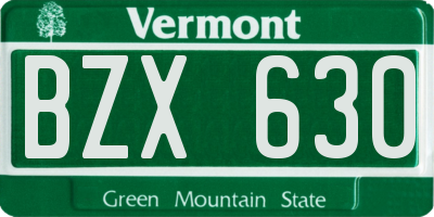VT license plate BZX630