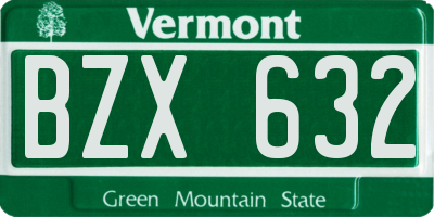 VT license plate BZX632