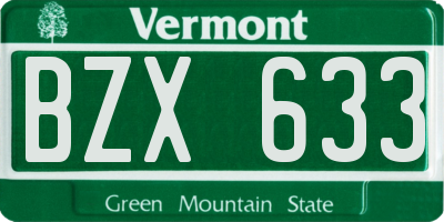 VT license plate BZX633