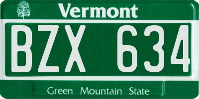 VT license plate BZX634