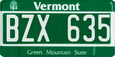 VT license plate BZX635