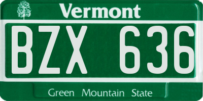 VT license plate BZX636