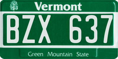 VT license plate BZX637