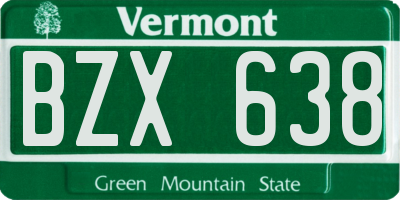 VT license plate BZX638