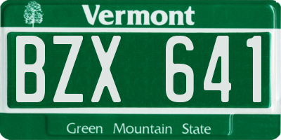 VT license plate BZX641