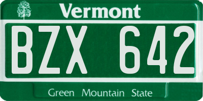 VT license plate BZX642