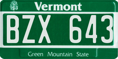 VT license plate BZX643