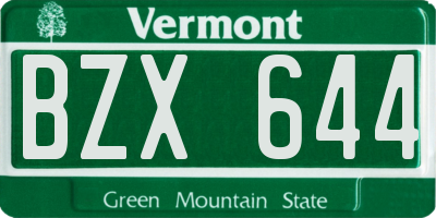 VT license plate BZX644