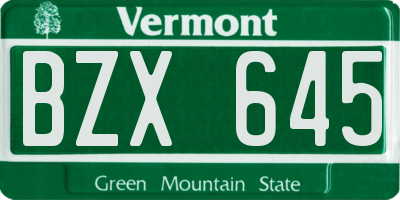 VT license plate BZX645