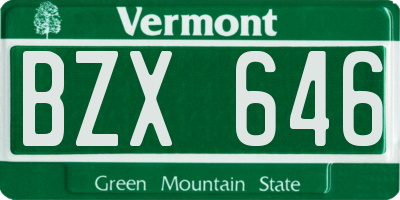 VT license plate BZX646
