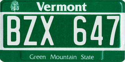 VT license plate BZX647