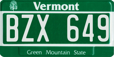 VT license plate BZX649