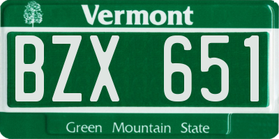 VT license plate BZX651