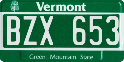 VT license plate BZX653