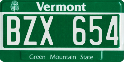 VT license plate BZX654