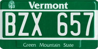 VT license plate BZX657