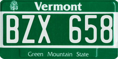 VT license plate BZX658