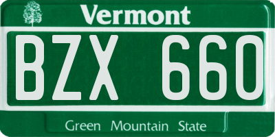 VT license plate BZX660