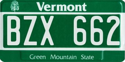 VT license plate BZX662