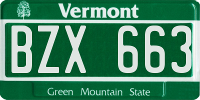 VT license plate BZX663