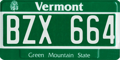 VT license plate BZX664