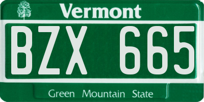 VT license plate BZX665
