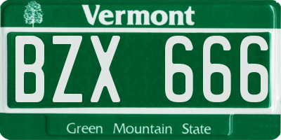 VT license plate BZX666