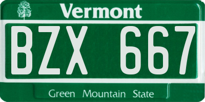 VT license plate BZX667