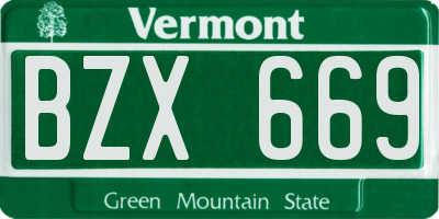 VT license plate BZX669