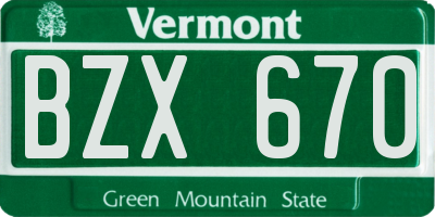 VT license plate BZX670