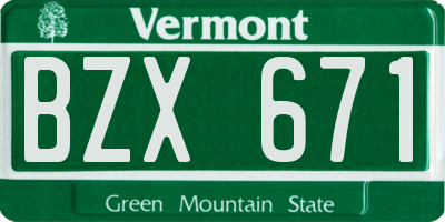 VT license plate BZX671