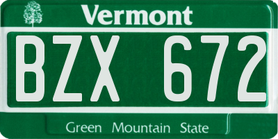 VT license plate BZX672
