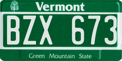 VT license plate BZX673