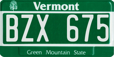 VT license plate BZX675