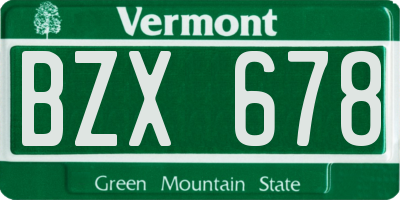 VT license plate BZX678