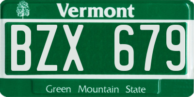 VT license plate BZX679