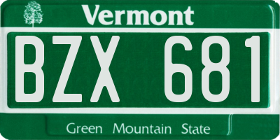 VT license plate BZX681