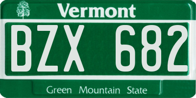 VT license plate BZX682