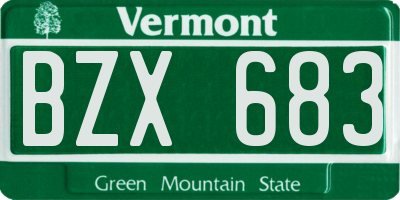 VT license plate BZX683