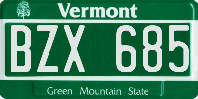VT license plate BZX685