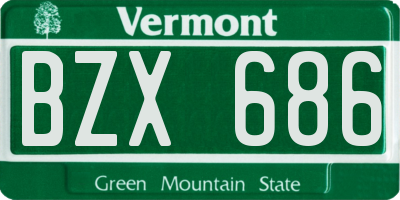 VT license plate BZX686