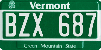 VT license plate BZX687