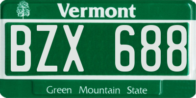 VT license plate BZX688