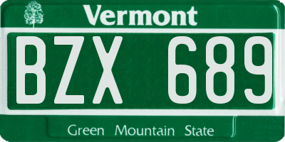 VT license plate BZX689